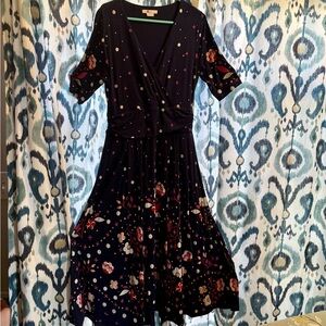 Boden Blue and pink Floral Midi Dress